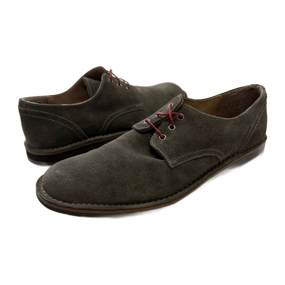 Andrew Marc Mens Grey Suede Derby Shoes Red Laces AM1005 0112 Size 10.5